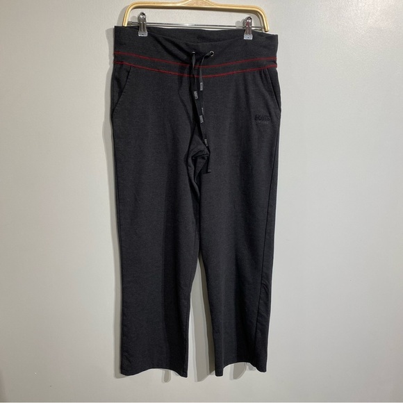 Roots Active joggers leggings grey with red stripe drawstring waist large - Picture 1 of 9